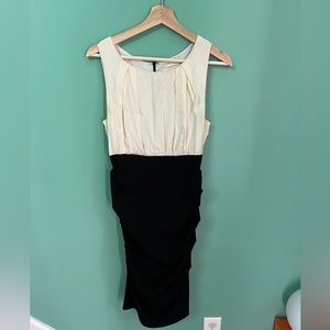 Size 8 Nicole Miller bodycon, silky top dress.